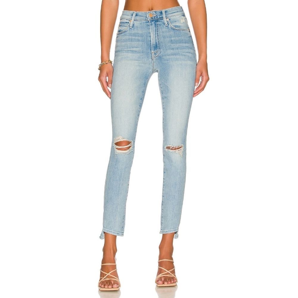 Mother The Stunner Zip Ankle Step Chew Jeans In Poisoned Petals